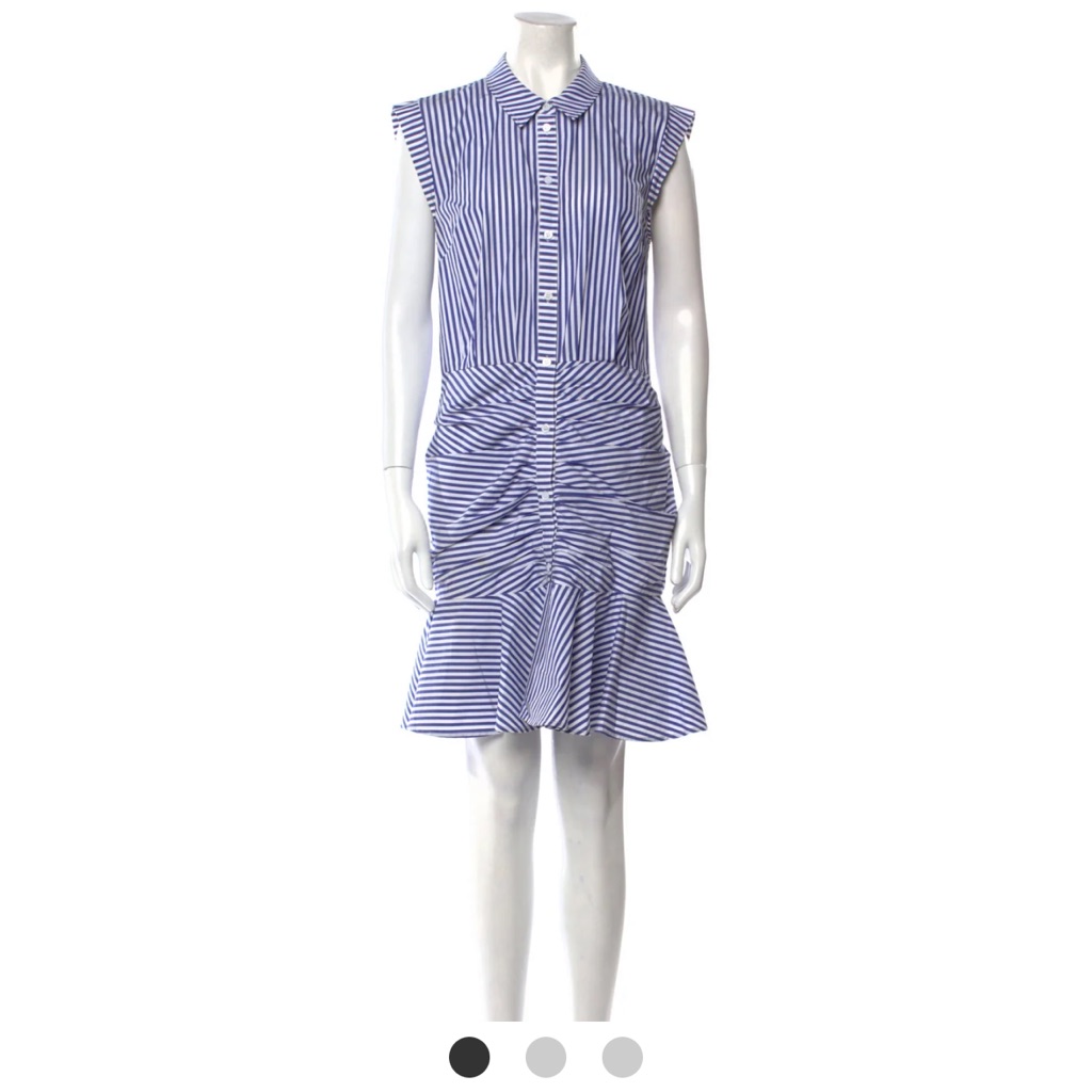 Veronica Beard Blue And White Striped Mini Ruched Dress Size 0